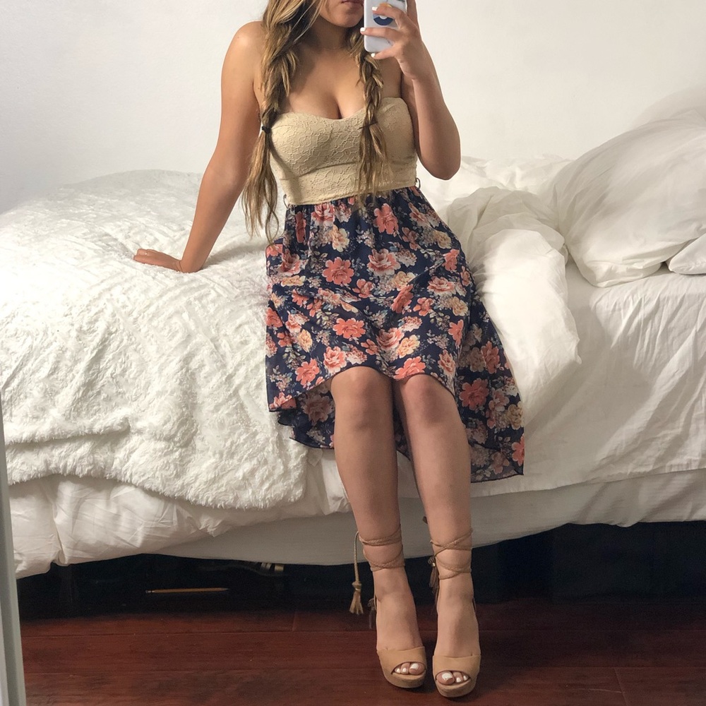 Rue21 Flower pink strapless dress